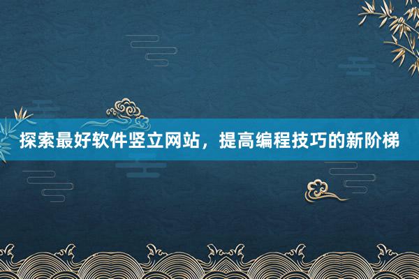 探索最好软件竖立网站，提高编程技巧的新阶梯